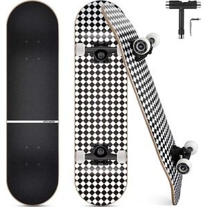 One Funxim Standard Skateboard for Kids 31 x 8 In 4 Wheels 7 Layer Maple